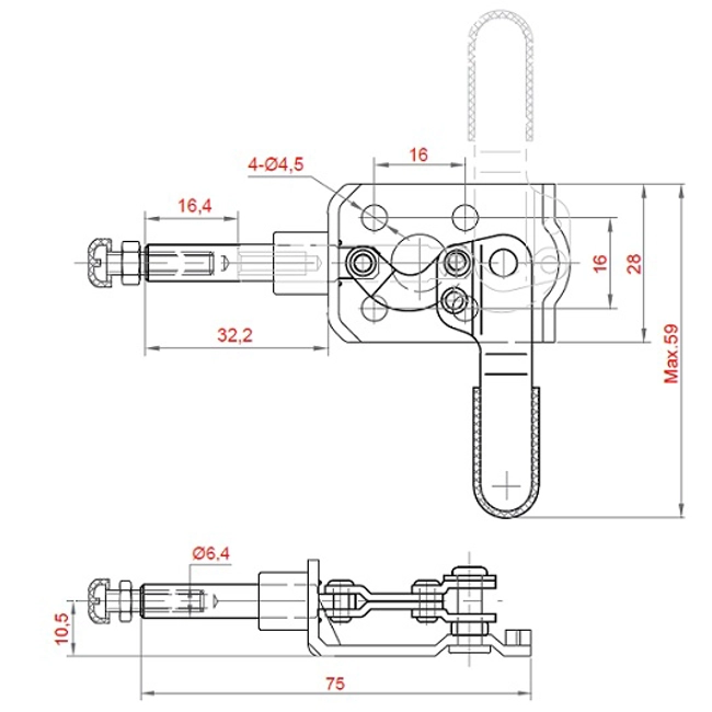 Vendita online Bloccaggio a spinta pistone 16,4 mm. 40 Kg. DX